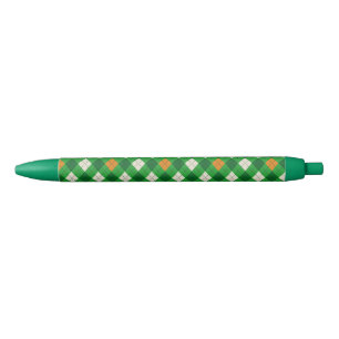 Bolígrafo De Tinta Negra Día de San Patricio argyle de colores irlandeses