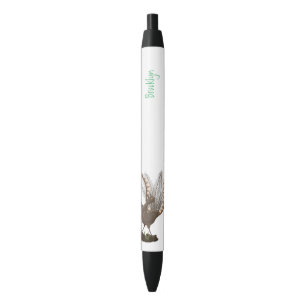 Bolígrafo De Tinta Negra Dibujo de ave lira superbamente lindo y feliz esti