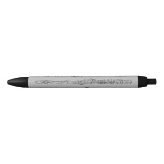 Bolígrafo De Tinta Negra Dibujos lineales del negro del trío de la flauta