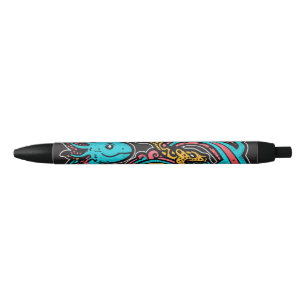 Bolígrafo De Tinta Negra Dios Azteca Xolotl Luchando Arte Tribal de Batalla