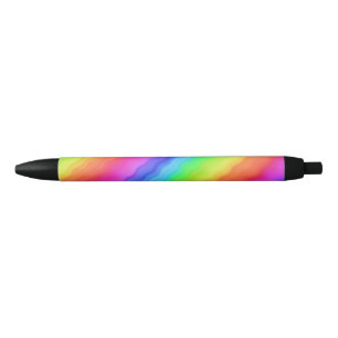 Bolígrafo De Tinta Negra Diseño de arcoíris colorido diagonal ondulado
