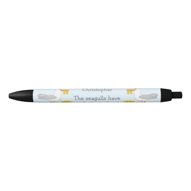 Bolígrafo De Tinta Negra Diseño de gaviota personalizado (Anverso)