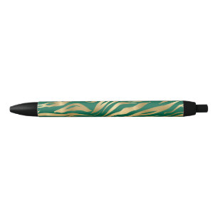 Bolígrafo De Tinta Negra Diseño de la serie Safari Esmeralda y Oro 2