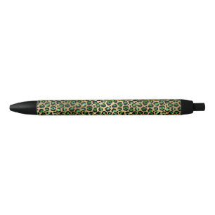 Bolígrafo De Tinta Negra Diseño de la serie Safari Esmeralda y Oro 8