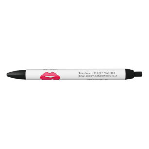 Bolígrafo De Tinta Negra Diseño de labios rosados calientes Artista de maqu