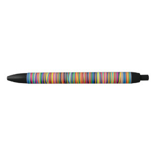 Bolígrafo De Tinta Negra diseño de rayas abstractas coloridas