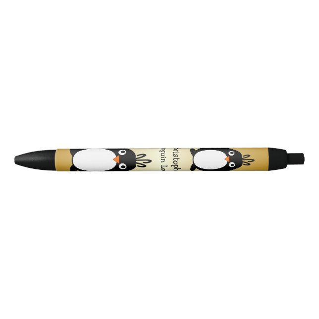 Bolígrafo De Tinta Negra Diseño pingüino personalizado (Anverso)