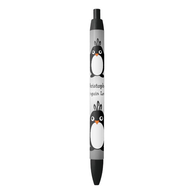 Bolígrafo De Tinta Negra Diseño pingüino personalizado (Frente vertical)