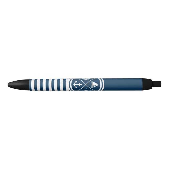Bolígrafo De Tinta Negra Diseño temático náutico (Anverso)