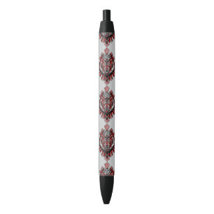 Bolígrafo De Tinta Negra Diseño Totémico Tribal Haida de Lobo