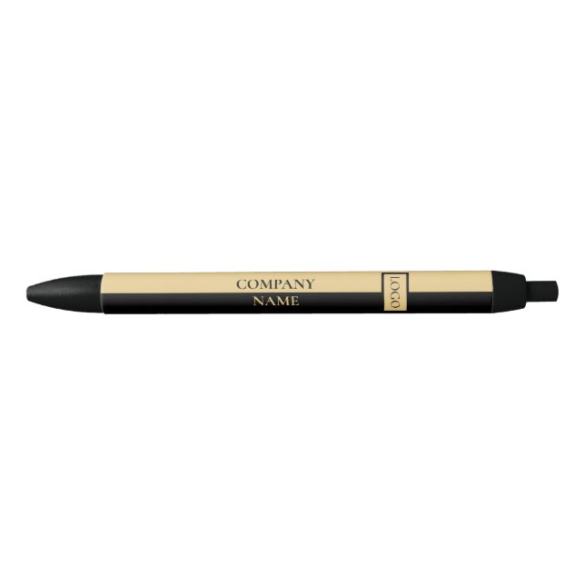 Bolígrafo De Tinta Negra Dorado y negro (Anverso)