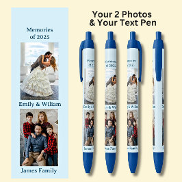 Bolígrafo De Tinta Negra DOS fotos, Fecha de nombre, tu texto azul, en azul