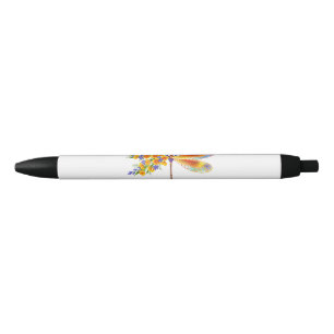 Bolígrafo De Tinta Negra Dragón de flores amarillas