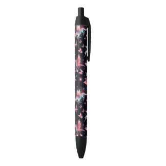 Bolígrafo De Tinta Negra Dragón Mezcla Unicornio Rosa