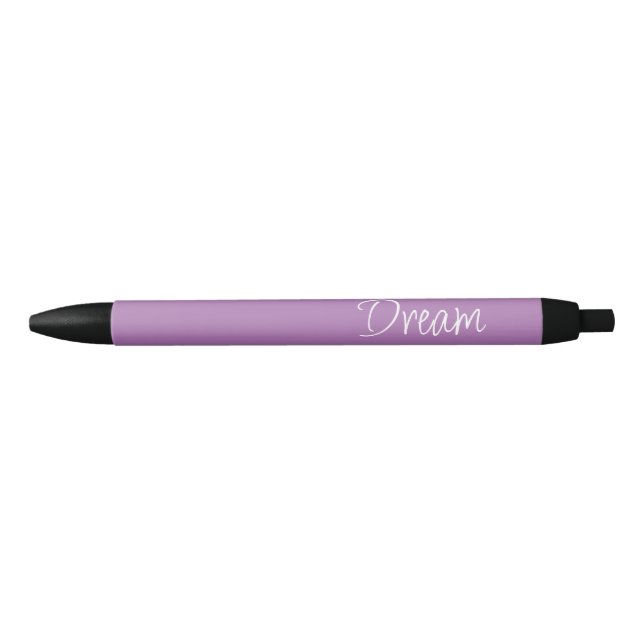 Bolígrafo De Tinta Negra "Dream" Phrase Lavender Fondo púrpura (Anverso)