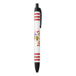 Bolígrafo De Tinta Negra Dulce Santa y Sra. Claus Feliz Navidad Saludo 