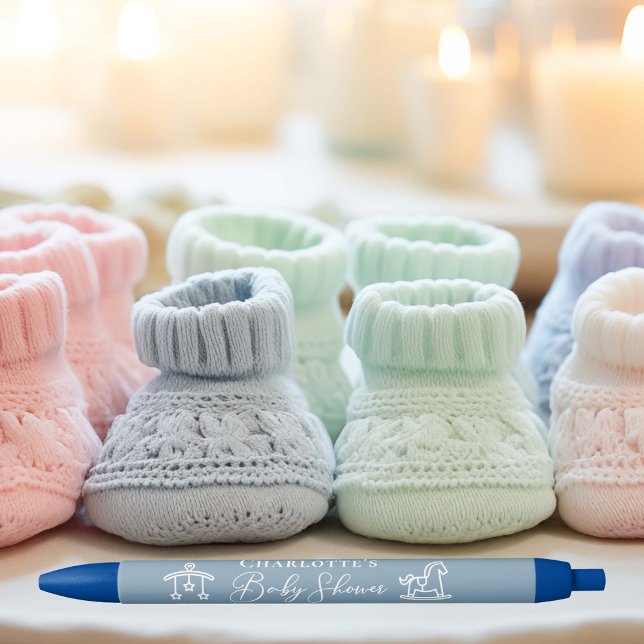 Bolígrafo De Tinta Negra Dusty Blue Baby Shower Moda personalizada (Subido por el creador)