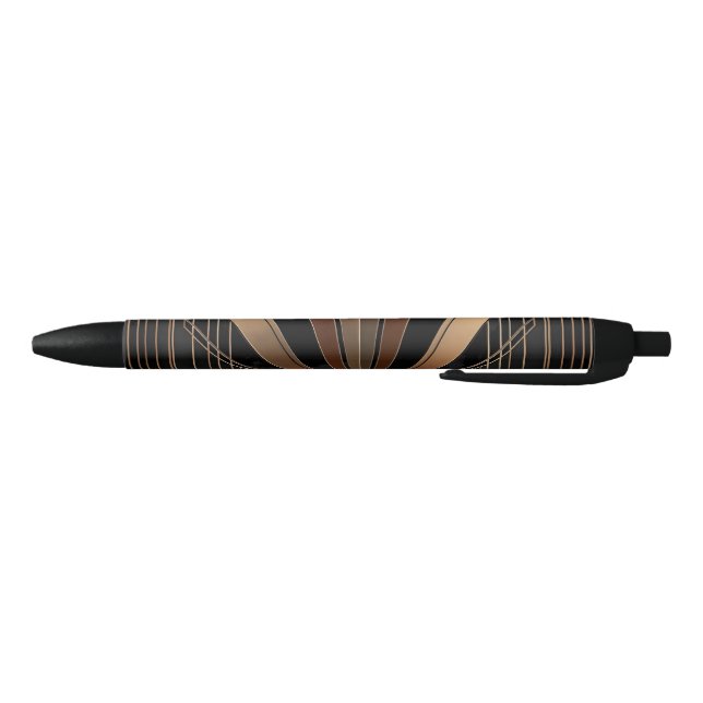 Bolígrafo De Tinta Negra Elegancia geométrica metálica Art Deco (Parte de abajo)