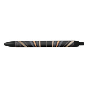 Bolígrafo De Tinta Negra Elegancia geométrica metálica Art Deco