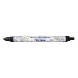 Bolígrafo De Tinta Negra Elegant white BG & Blue flower custom 