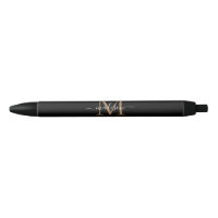 Elegante Black Gold Monograma Script Nombre Elegan