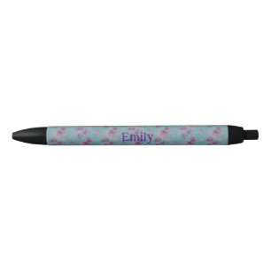 Bolígrafo De Tinta Negra Elegante chinoiserie azul, lila y violeta