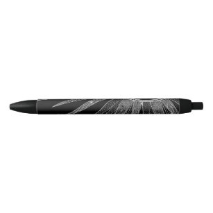 Bolígrafo De Tinta Negra Elegante diseño negro de luna de sol plateado Mand