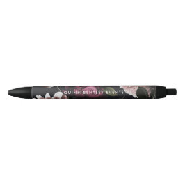 Bolígrafo De Tinta Negra Elegante Floral Oscura Personalizada