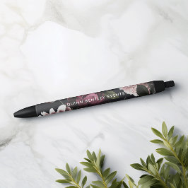 Bolígrafo De Tinta Negra Elegante floral oscuro personalizado