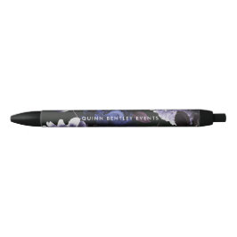 Bolígrafo De Tinta Negra Elegante floral violeta oscura personalizada