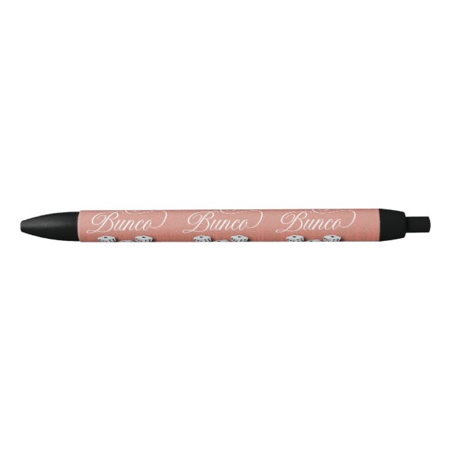 Bolígrafo De Tinta Negra Elegante Girly Sparkle Dice Bunco (Anverso)