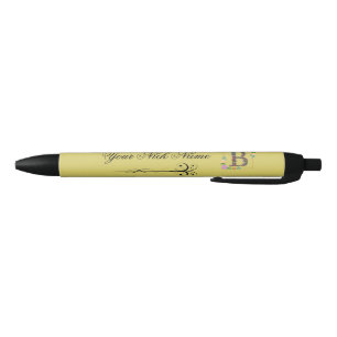Bolígrafo De Tinta Negra Elegante Inicial Floral B
