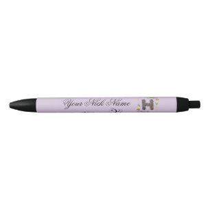 Bolígrafo De Tinta Negra Elegante Inicial Floral H
