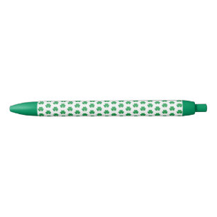 Bolígrafo De Tinta Negra Elegante Irlanda Shamrock Clover Pattern Green Whi