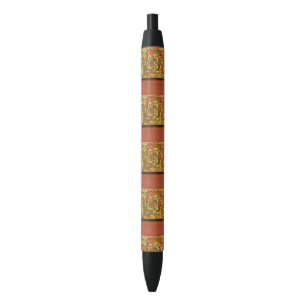 Bolígrafo De Tinta Negra Elegante Libro Antiguo, Patrón De Giro Ornato
