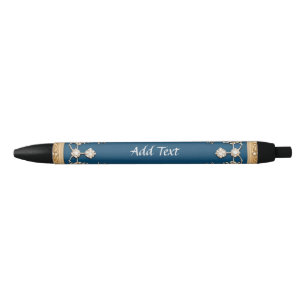 Bolígrafo De Tinta Negra Elegante marco de oro adornado con piedras precios