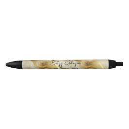 Bolígrafo De Tinta Negra Elegante marfil y oro mareado