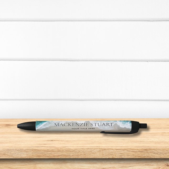 Bolígrafo De Tinta Negra Elegante nombre acuático Aqua Blue Green Beach (Subido por el creador)