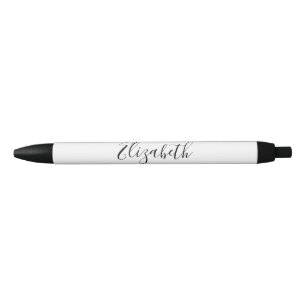 Bolígrafo De Tinta Negra Elegante nombre con texto en letra cursiva blanca