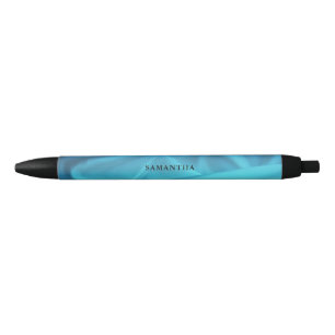 Bolígrafo De Tinta Negra Elegante nombre de satén azul