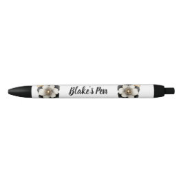Bolígrafo De Tinta Negra Elegante nombre floral negro