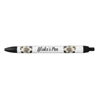 Bolígrafo De Tinta Negra Elegante nombre floral negro