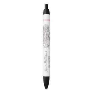 Bolígrafo De Tinta Negra Elegante Pastel Bride Wavy Hair Estilo Floral