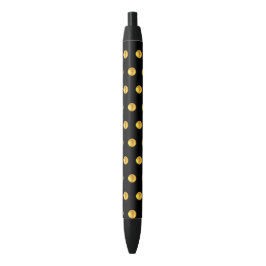 Bolígrafo De Tinta Negra Elegante patrón de Confetti dorado en negro