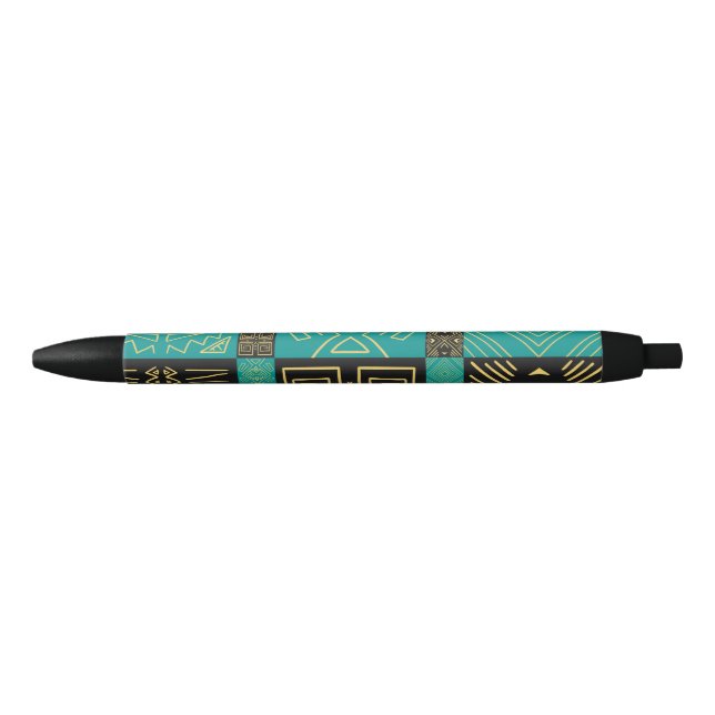 Bolígrafo De Tinta Negra Elegante patrón geométrico tribal africano (Anverso)