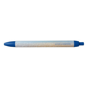Bolígrafo De Tinta Negra Elegante Playa De Sunshine Y Océano Azul