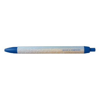 Bolígrafo De Tinta Negra Elegante Playa De Sunshine Y Océano Azul
