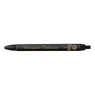 Bolígrafo De Tinta Negra Elegante Rosa de oro personalizado