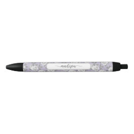 Bolígrafo De Tinta Negra Elegante Rosa Garden Lavender Pen