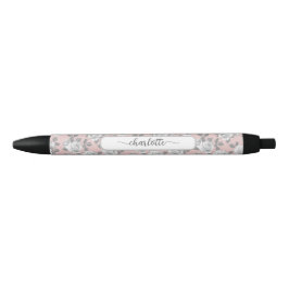 Bolígrafo De Tinta Negra Elegante Rosa Garden Pink Pen